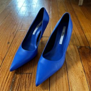 Zara blue leather heels